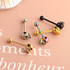 Skull 304 Stainless Steel Straight Barbell 15 Gauge Piercing Tongue Rings for Women Men FS-WG07D05-03-3