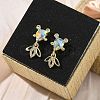 Brass Micro Pave Cubic Zirconia Fish Dangle Stud Earrings EJEW-K320-01G-23-3