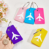 5Pcs 5 Colors Rectangle with Airplane Pattern Silicone Luggage Tag DIY-SP0002-77B-3