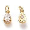 Brass Micro Pave Clear Cubic Zirconia Charms KK-F820-15C-G-2