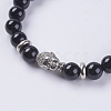 Natural Black Agate Beads Stretch Bracelets BJEW-E325-D16-2