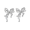 Brass Pave Clear Cubic Zirconia Stud Earring Findings KK-N232-438P-A-2