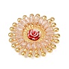 304 Stainless Steel and Resin Flower Pendants STAS-R170-03G-02-2