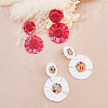 2 Pairs 2 Style Raffia Flower Dangle Stud Earrings EJEW-FI0003-23-5