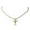 Brass Enamel Fish and Natural Pearl Rice Pendant Natural Glass Nuggets Beaded Necklaces for Women NJEW-JN06357-03-2