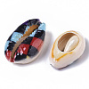 Printed Natural Cowrie Shell Beads X-SSHEL-R047-01-E01-3