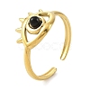 Natural Dyed & Heated Black Agate Finger Rings RJEW-F166-56G-1