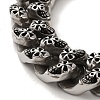 304 Stainless Steel Skull Cuban Link Chain Bracelets for Women Men BJEW-Q341-06E-AS-2