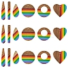 12Pcs 6 Styles Pride Rainbow Theme Resin & Walnut Wood Pendants WOOD-FS0001-32-1