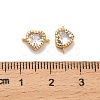 Brass Pave Clear Cubic Zirconia Heart Connector Charms KK-H515-08G-3