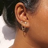 Brass Clear Cubic Zirconia Flower Tassel Stud Earrings FS-WG6AA9D-01-2