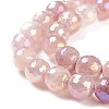 Round Natural Electroplated Strawberry Quartz Beads G-P447-B03-01-3