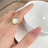 Retro Fashionable 304 Stainless Steel and Shell Finger Rings FS-WG8030D-04-1
