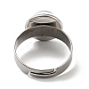 Flat Round K9 Glass Adjustable Ring RJEW-G253-01A-P-4