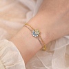 2Pcs Brass Micro Pave Cubic Zirconia Link Bracelets BJEW-G782-01GP-1