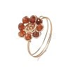 Flower Natural Gemstone Rings RJEW-JR00730-4