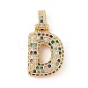 Brass Micro Pave Cubic Zirconia Pendants ZIRC-P121-01G-D-1