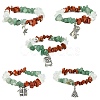 Natural Red Jasper & Green Aventurine & Glass Chips Beaded Stretch Bracelet BJEW-JB09499-1