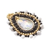 3Pcs 3 Colors Natural Howlite & Dyed Magnesite & Tiger Eye Faceted Round and Glass Seed Beaded Pendants PALLOY-MZ01218-4