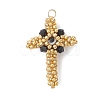 3pcs Glass Seed Beaded Cross Pendants PALLOY-MZ01019-3