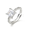 Brass & Clear Cubic Zirconia Finger Rings CU-CBA7E55-09P-4