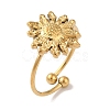 Ion Plating(IP) 304 Stainless Steel Sunflower Open Cuff Rings for Women RJEW-M167-09A-G-1