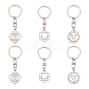 6Pcs 3 Style Chakra Alloy Symbol Pendant Keychains KEYC-FG0001-14-1