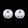 Painted Natural Wood Round Beads WOOD-N006-180B-2