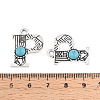 Synthetic Turquoise & Alloy Pendants PALLOY-H146-01AS-P-3