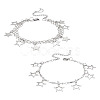2Pcs 304 Stainless Steel Star Charm Bracelets BJEW-TADJ00003-1