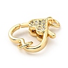 Brass Micro Pave Clear Cubic Zirconia Heart Lobster Claw Clasps KK-G416-35G-2