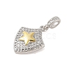 Rack Plating Brass Micro Pave Clear Cubic Zirconia Pendants KK-S380-37A-P-2