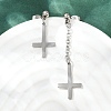 Christian Upside Down Cross 201 Stainless Steel Dangle Stud Earrings LS-EJEW-P314-01C-P-1