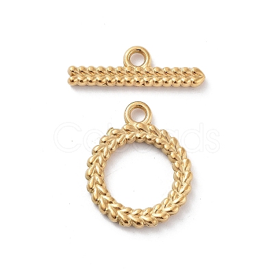 Ion Plating(IP) 304 Stainless Steel Ring Toggle Clasps X-STAS-A092-09A-G-1