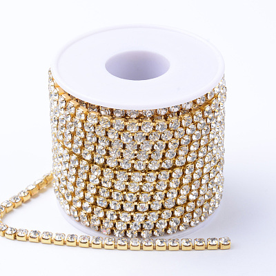 Brass Rhinestone Strass Chains CHC-T001-SS8-01C-1