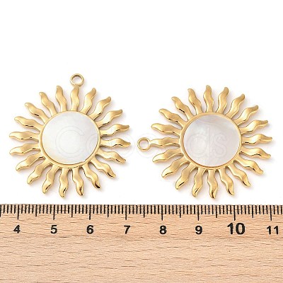 304 Stainless Steel Natural White Shell Pendants X-STAS-L288-12G-02-1