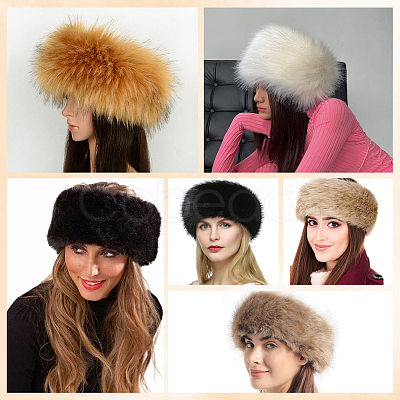 1Pc Faux Fur Fiber Yarn Warmer Headbands COHT-CY0001-01A-1