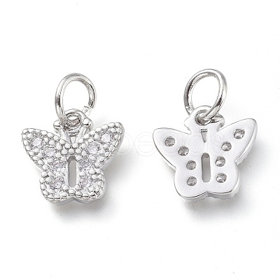 Brass Micro Pave Clear Cubic Zirconia Pendants KK-P188-N01-P-1
