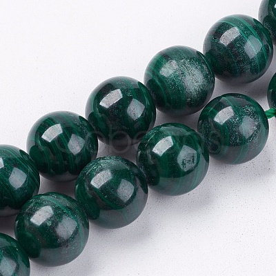 Natural Malachite Gemstone Beads Strands G-I001-9mm-01-1