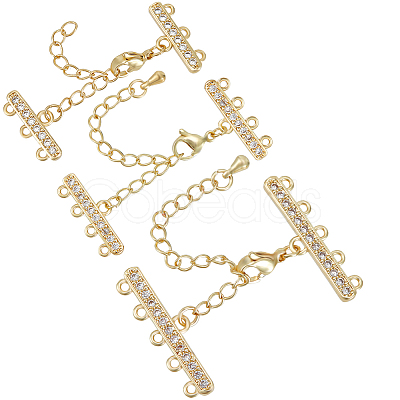 3 Sets 3 Style Brass Micro Pave Clear Cubic Zirconia Chain Extender KK-BBC0012-50-1