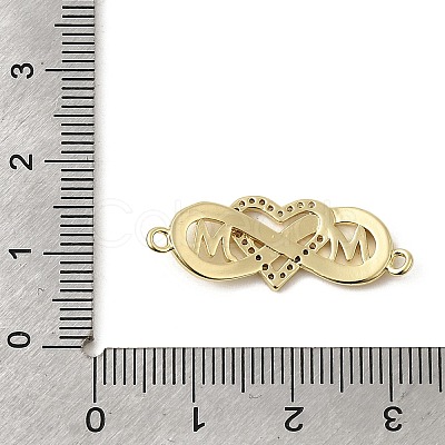 Heart Brass Micro Pave Clear Cubic Zirconia Connector Charmss KK-CJC0013-14A-G-RS-1