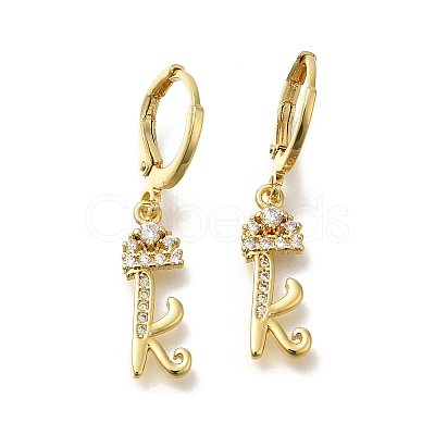 Brass Clear Cubic Zirconia Hoop Earrings EJEW-M045-01K-1