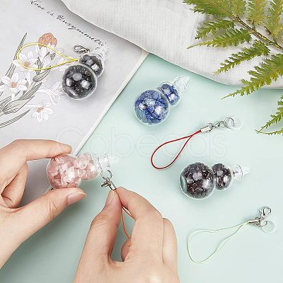 Transparent Glass Wishing Bottle Pendant Decoration HJEW-PH0001-29-1