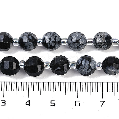 Natural Snowflake Obsidian Beads Strands G-G182-B35-03-1