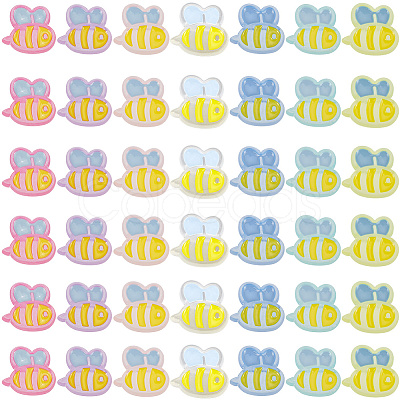 42Pcs 7 Colors Transparent Acrylic Beads MACR-SC0001-98-1