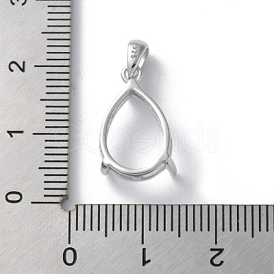 Rhodium Plated Rack Plating 925 Sterling Silver Pendants Cabochon Settings STER-NH0001-49B-P-1