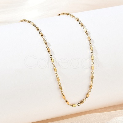 1.5MM 304 Stainless Steel Cuboid Link Chain Necklaces for Women NJEW-G201-03G-1