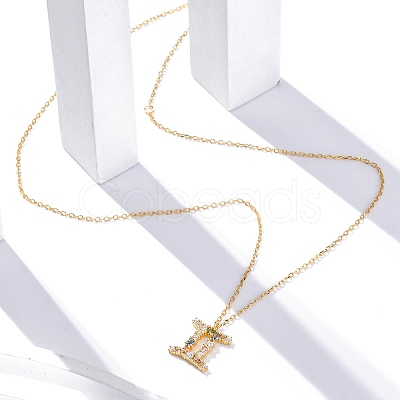925 Sterling Silver Colorful Cubic Zirconia Constellation Pendant Cable Chain Necklaces for Women STER-R009-01G-04-1