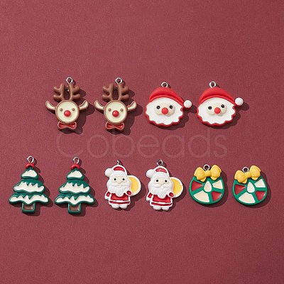 10Pcs 5 Styles Opaque Resin Pendants RESI-FS0001-29-1