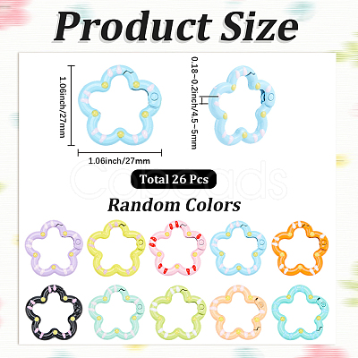 26Pcs Spray Painted Alloy Spring Gate Rings FIND-SC0022-55-1